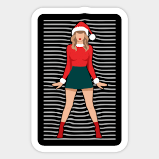 A Girl Wearing Christmas Wardrobe Fashionable Style Sticker